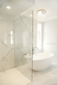 marble and glass custom bathroom